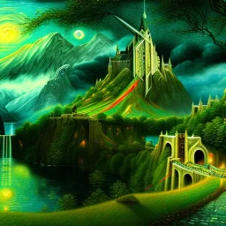 Epic Drawing of scenery of The LOTR estilo Van Gogh 4k