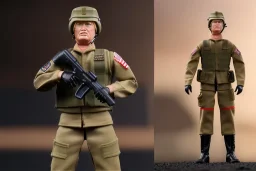 G.I. Joe toy doll soldier nylon Donald Trump, gun,boots, helmet, trump face