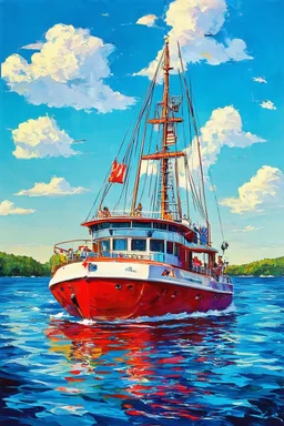 on the boat, japanese modern pop art