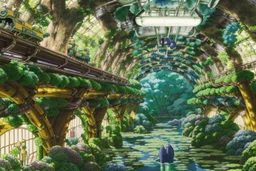 An expansive vault stretches out beneath the Earth's surface, a hidden marvel of solarpunk ethos that combines nature's beauty with cutting-edge technology. This underground sanctuary, more akin to a high-tech greenhouse than a traditional biodome, brings a breath of life and vibrancy to the post-apocalyptic world.