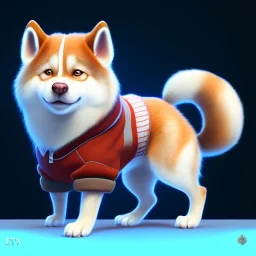 Concept art of Little mascot akita wearing a hoodie (Pixar art style)++, highly detailed, digital painting, art stations, concept art, smooth, unreal engine 5, god rays, ray tracing, RTX, nanite polygons, lumen lighting, ultra detail, volumetric lighting, 3d, detailed anime, finely drawn, high definition, high resolution, cartoon [ animation, cartoon, drawing, painting, low res, cropped, watermark, jpeg artifacts, low quality, normal quality, bad anatomy, text error, worst quality, blurry thousa