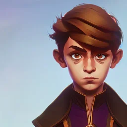 Portrait of a handsome brown haired little warlock kid by Nick Harris