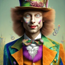 "Mad Hatter" book young man character of "Alice in the wonderland", detailed eyes, elegant,sarcastic smile, by Disney,Chie Yoshii,