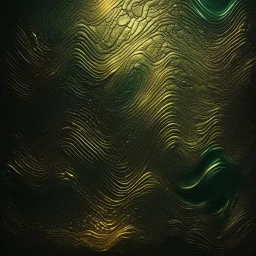 Hyper Realistic glowing-golden-texture with dark-green-&-black background