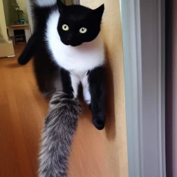 cat in house tail up