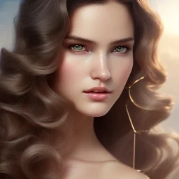 1970's porno model , cute, angelic face with minor blemishes, beautiful, long flowing hair, wavy hair, curly hair، black eyes, head and shoulders portrait, cinematic, 8k, resolution concept art portrait by Greg Rutkowski, Artgerm, WLOP, Alphonse Mucha dynamic lighting hyperdetailed intricately detailed, bokeh, Stunning 8k ektar film scan