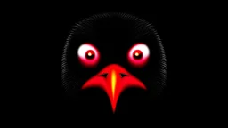 angry penguin | black background | red eyes