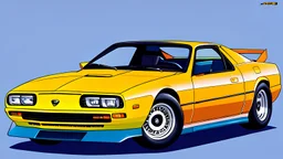 Kaneda aus Akira fährt orangen 1980er Chevrolet Camaro Z28 und Tetsuo ist Beifahrer