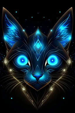 The eyes are large, almond-shaped, and emit a soft, bioluminescent glow, revealing a keen intelligence. The pointed ears feature a blend of geometric patterns, enhancing both aesthetic beauty and communication capabilities. Instead of fur,antenna-like