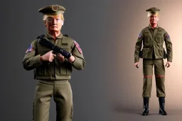 G.I. Joe doll soldier Donald Trump, gun,boots, helm, Trump facial detail,trump, beret