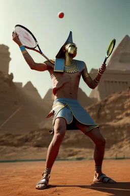 Egyptian gods playing tennis