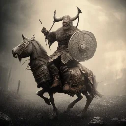 an old viking riding a horse, scary, zombie, steam punk, realistic, made in octane, cinematic, ultra-realistic, extremely detailed octane rendering, 8K, VRAY Super Real ar 2:3, dof photorealistic futuristic 50mm lens hard lighting dark gray tintype photograph, realistic lighting, sepia color