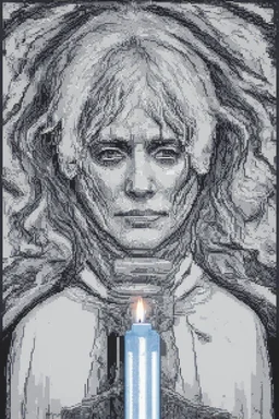 face melting light saber candle chart pixels INFINATE MONEY GLITCH in the style of surrealism black and white