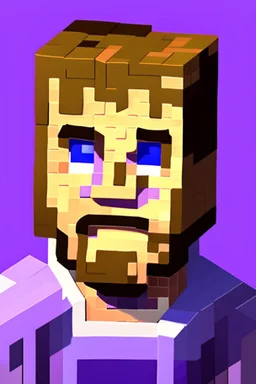 a portrait of a purple Minecraft guy, 2d, large pixel style