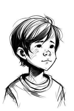 A boy easy drawing black and white