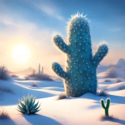 [big hug] In the Frostwood Glade, where the icy winds whisper ancient secrets and the desert sands shift with mysterious intent, an unusual friendship blossomed. Amidst the stark contrast of frozen tundra and scorching dunes, a lone cactus stood tall, its spiky arms outstretched in an embrace around a snowman, his icy form melting under the blazing sun.