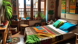 habitación de una chica hippie en barcelona