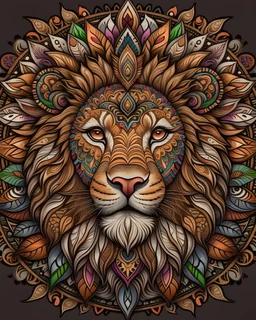 mandala lion, colorful page, with photo realistic concept art no background, digital Art, perfect composition, beautiful detailed intricate insanely detailed octane render trending on artstation, 8 k artistic photography, photorealistic concept art, soft natural volumetric cinematic perfect light, chiaroscuro, award - winning photograph, masterpiece, oil on canvas, raphael, caravaggio, greg rutkowski, beeple, beksinski, giger, black and white still, digital Art, perfect c