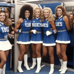 1970s blues cheerleaders in the lockers