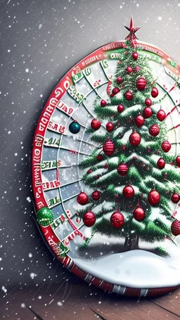 Dartboard als Christbaum Cartoon , Schnee, Weihnachtskugel, Wichtel