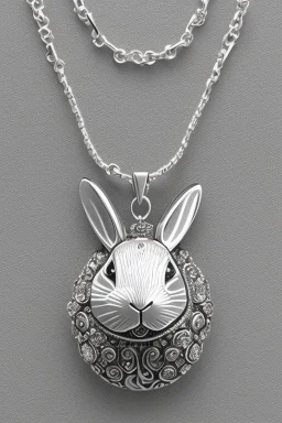 Rabbit necklace containing white crystals