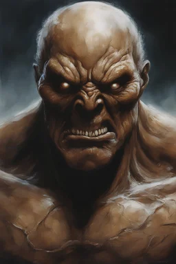 a closeup facial portrait of the thing from the Fantastic 4 - extreme action pose - oil painting by Gerald Brom