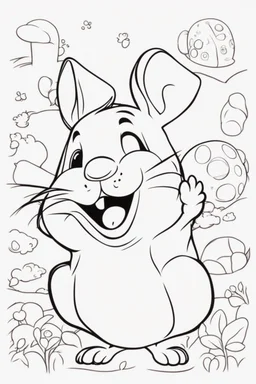 blank colouring book, white blank background, simple picture for toddlers, hamster, disney and pixar style