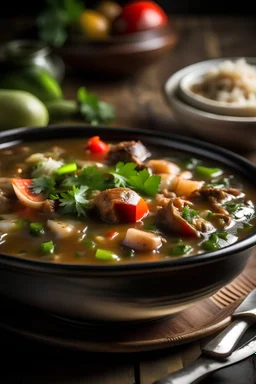 A bowl of gumbo: Gumbo is another classic Creole dish that is made with a roux, vegetables, and meat or seafood. It’s a hearty and flavorful dish that would be perfect for a Creole restaurant.
