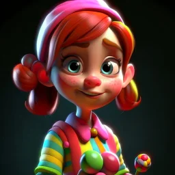 candy girl, stylized 3d. pixar, cartoon