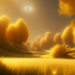 beautiful golden landscape very etheric and cosmic, delicate colors, ultra sharp focus, 8k, unreal engine 5, extremely sharp detail, light effect, soft light atmosphere, smooth, full of details, face in front, complete vision of face and hair and of the body