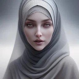 close up portrait of fog as woman in hijab, fine detail, highly intricate, modern surrealism painting, defined cracks and breaks, high-quality, volumetric lighting, 8k, ultrahd, George Grie, Marco Escobedo, Igor Morski,Brian Froud, Howard Lyon, Selina French,