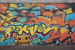 a graffiti mural wall with the word cell pokemon style