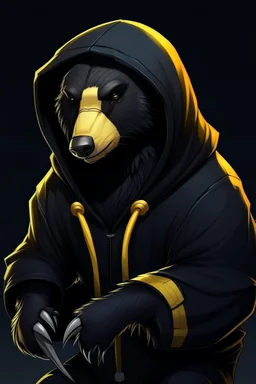 cyber honey badger wearing a black hoodie