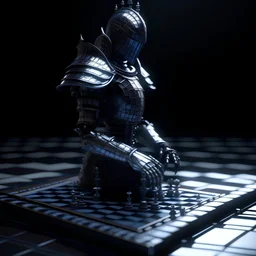 chessboard knight piece in the style of cyber punk