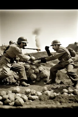 super mario fighting in world war 2 as a historic photograph