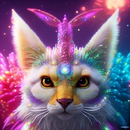 super cute fantasy creature, cute big circular reflective eyes, galactic glitter background, delicate colors, ultra detailed, smooth, light effect，vaporwave colorful, smooth, extremely sharp detail, finely tuned detail, ultra high definition, 8 k, unreal engine 5, ultra sharp focus