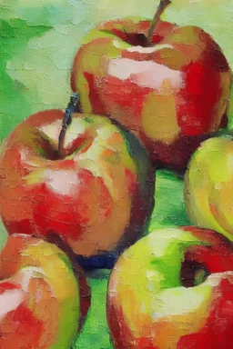 Abstract impasto oil painting of an apples