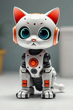 white robot cat