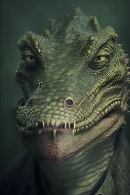 Portrait of human-crocodile hibrid