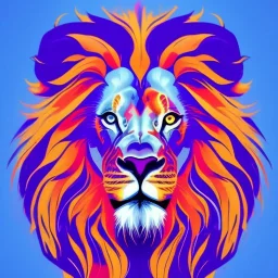 Lion portrait, bright colors, slash paint, centered