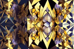 beautiful composition, symmetric pattern, Double exposure of cubes in which abstract flowers are, cracked holographic marble background, the cracks are golden S<AI in sunshine