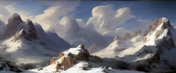 epic mountains in snow by Andrea del sarto