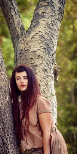 portrait of a very beautiful lady behind in a burnt tree, picture, details, texture, brown eyes, freckles, white hair, dangerous, playful, mountains, nature, flowers, fire, street style, 80s fashion, retro, classic, casual, Queen Catherine , magenta, aqua, abstract