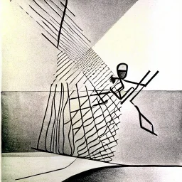 drawn in single line by Nicolai Blatter with hatch with parallel wavy lines metal engraving with spanish man dance procession in salvador dali style or picasso style