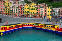 Lego Train in lego riomaggiore italy sea town lego