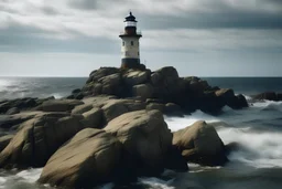 Lighthouse standing tall above a rocky coast