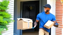 suspiciously looking Tyrone sneaks away with small delivered package from apartment mailroom