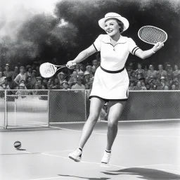 [illustration from The Adventures of Bob Hope] she is playing tennis