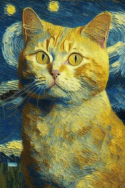 Portrait of a cat by Van Gogh