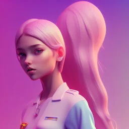 isometric clean art of super cute girl, soft lighting, soft pastel gradients, high definition, 3d icon clay render, blender 3d